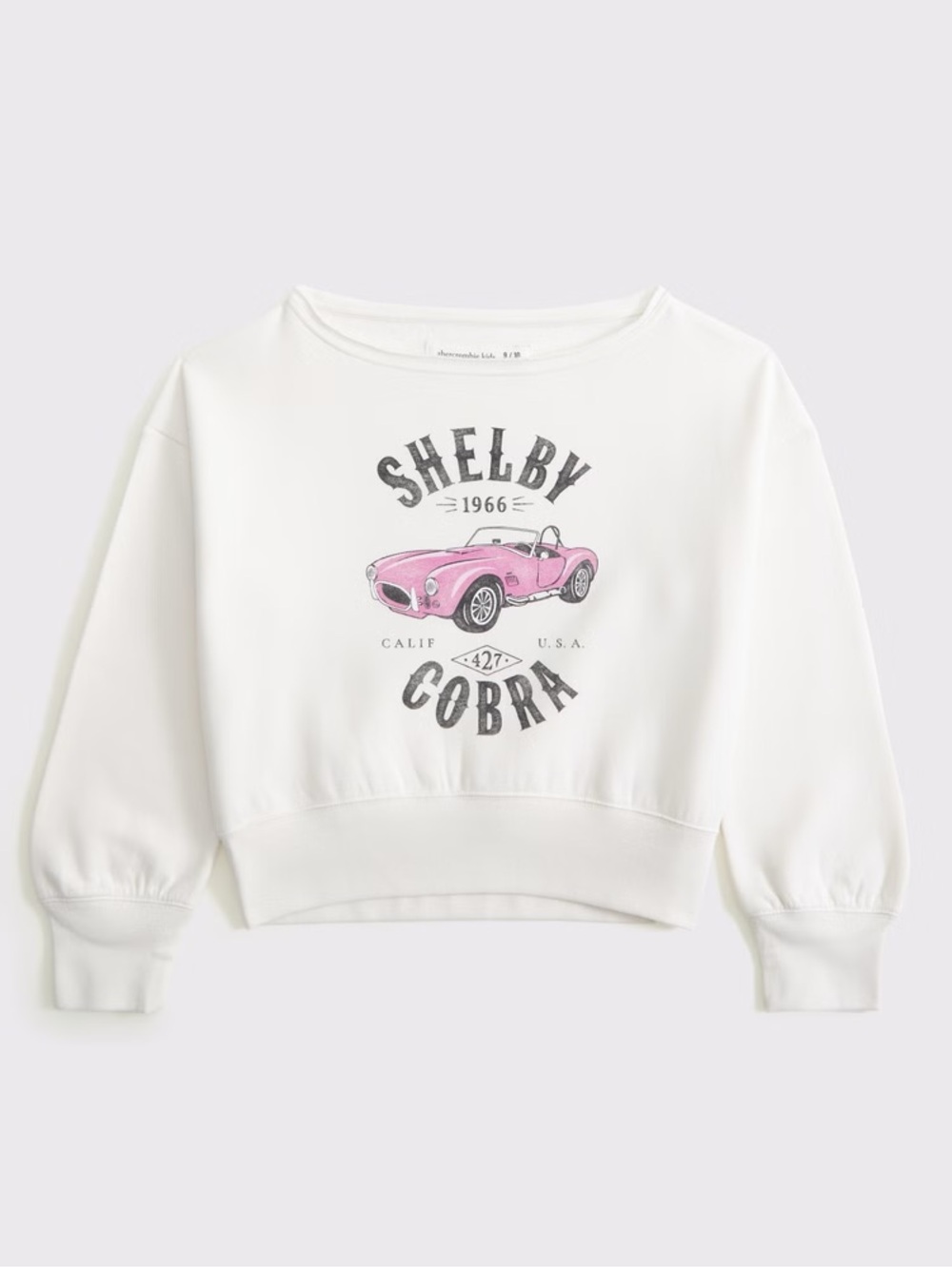 Abercrombie Kids Girls Shelby Cobra Graphic Cropped Sweatshirt - White & Pink